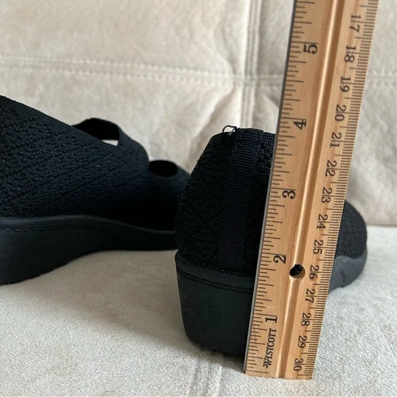 NEW Mary Jane Black Knit Woven Stylish, Comfort Platform Slip-on | Foam Insole - Picture 8 of 12